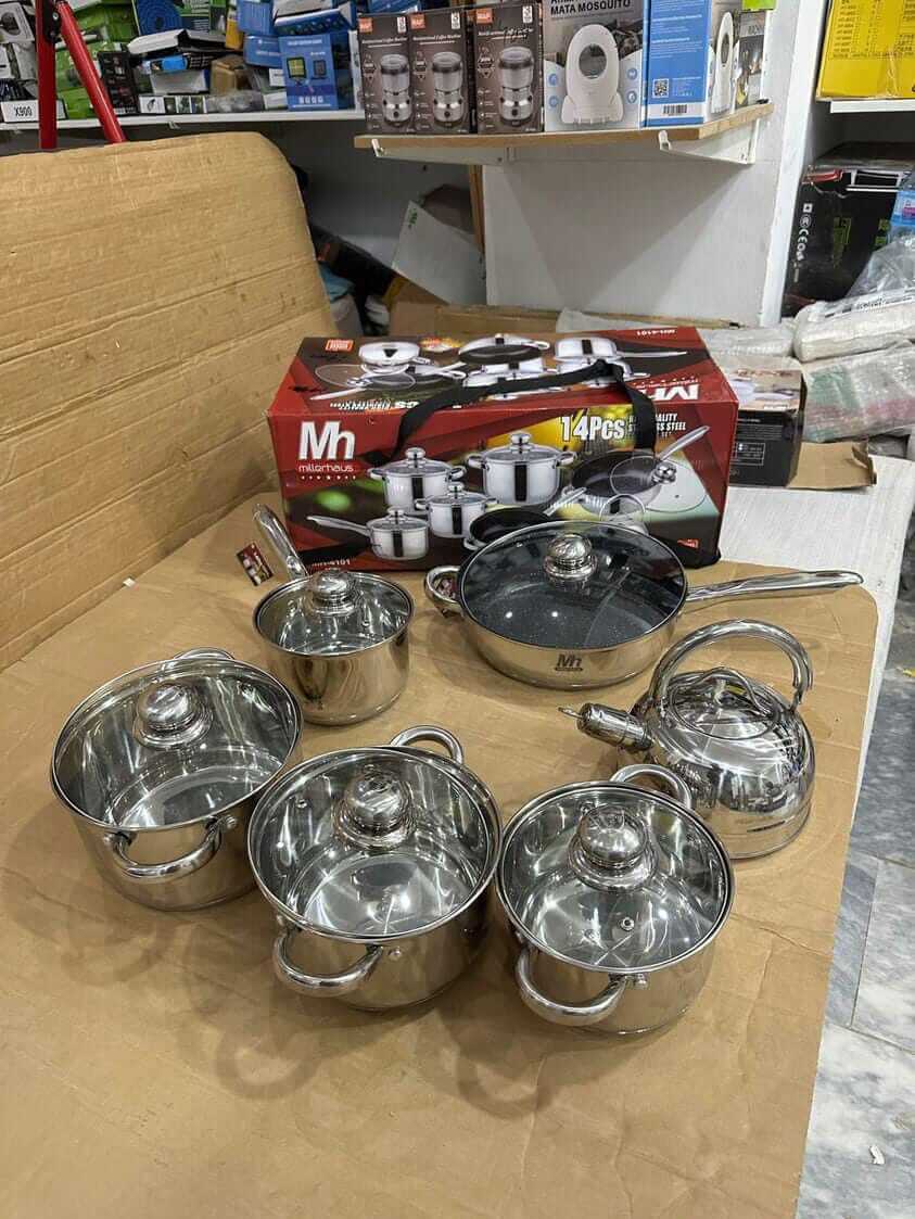 mh 14 pieces stainless steel cookware set